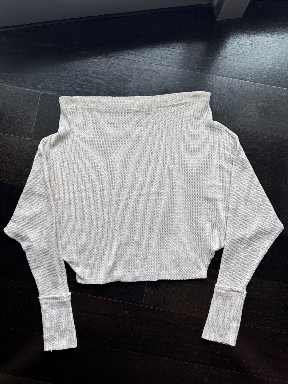 Fashion Nova Cream Off-Shoulder Waffle-Knit Sweater